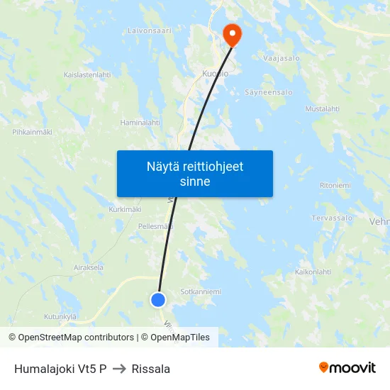 Humalajoki Vt5 P to Rissala map