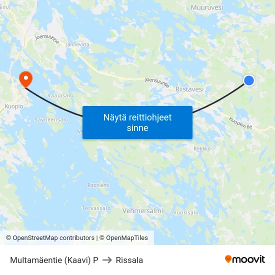 Multamäentie (Kaavi)  P to Rissala map