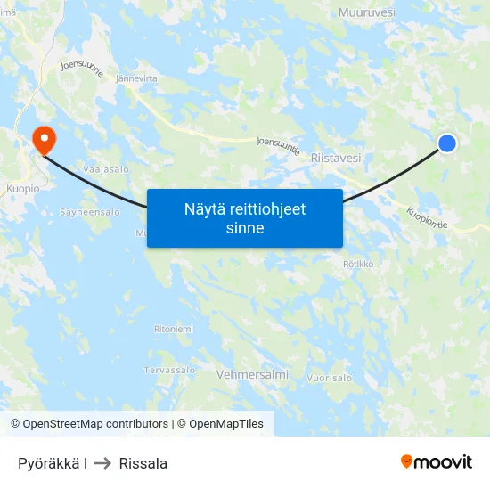 Pyöräkkä  I to Rissala map
