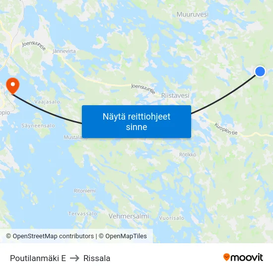Poutilanmäki  E to Rissala map