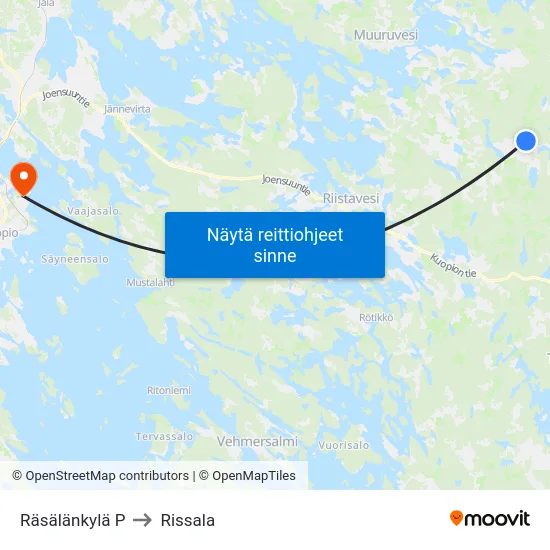 Räsälänkylä  P to Rissala map