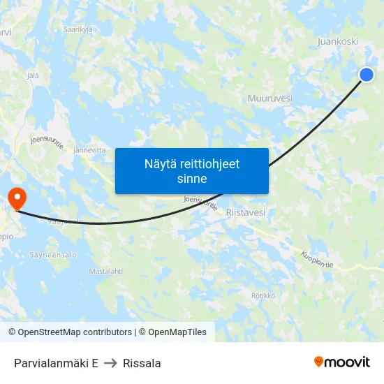 Parvialanmäki  E to Rissala map