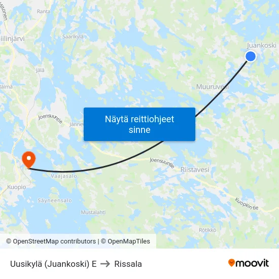 Uusikylä (Juankoski)  E to Rissala map
