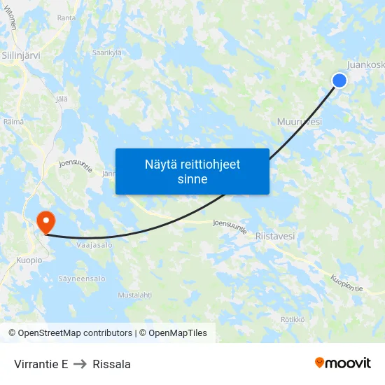 Virrantie  E to Rissala map
