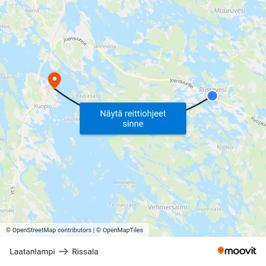 Laatanlampi to Rissala map