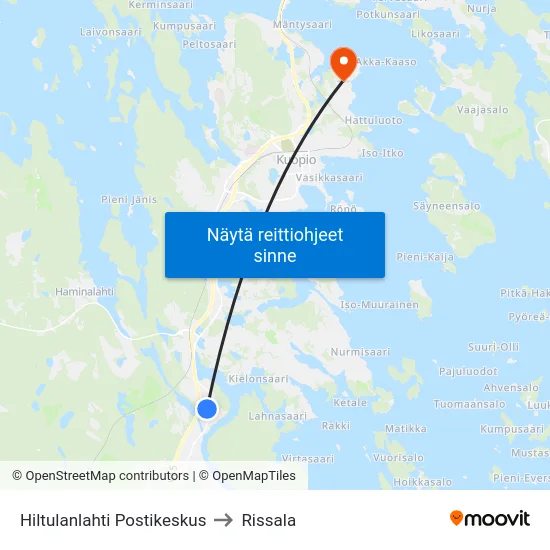 Hiltulanlahti Postikeskus to Rissala map
