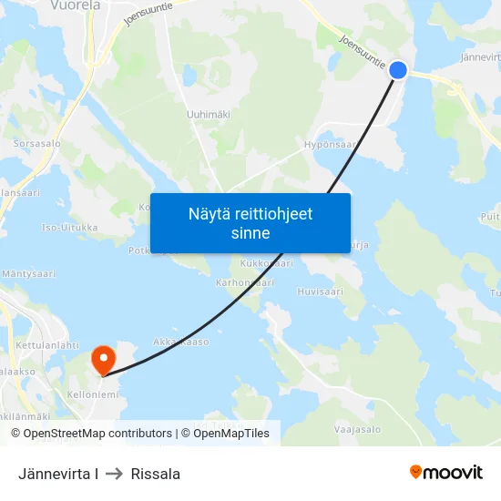 Jännevirta I to Rissala map