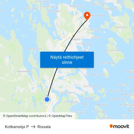 Kotkansiipi P to Rissala map