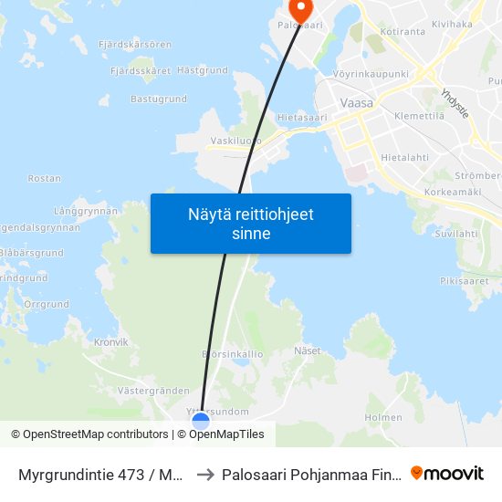 Myrgrundintie 473 / Museo to Palosaari Pohjanmaa Finland map