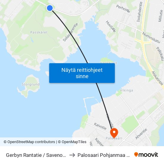 Gerbyn Rantatie / Savenottotie B to Palosaari Pohjanmaa Finland map