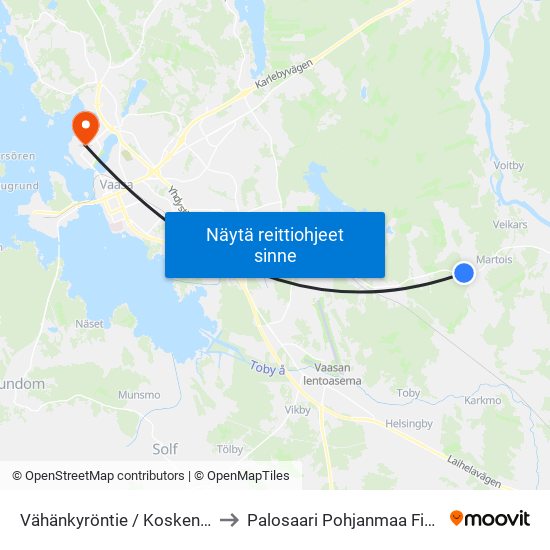 Vähänkyröntie / Koskentie B to Palosaari Pohjanmaa Finland map