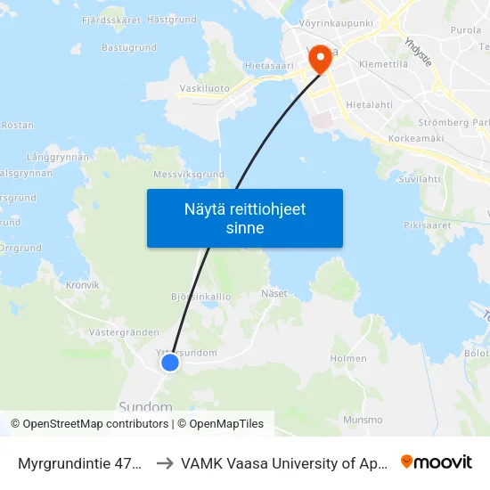 Myrgrundintie 473 / Museo to VAMK Vaasa University of Applied Sciences map