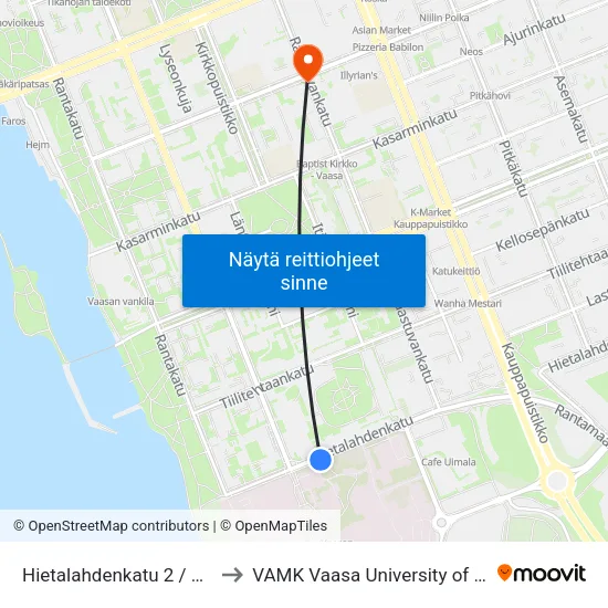 Hietalahdenkatu 2 / Keskussairaala to VAMK Vaasa University of Applied Sciences map