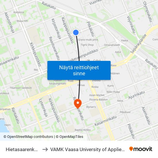 Hietasaarenkatu 17 to VAMK Vaasa University of Applied Sciences map