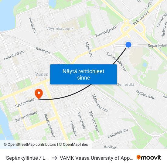 Sepänkyläntie / Laturintie to VAMK Vaasa University of Applied Sciences map