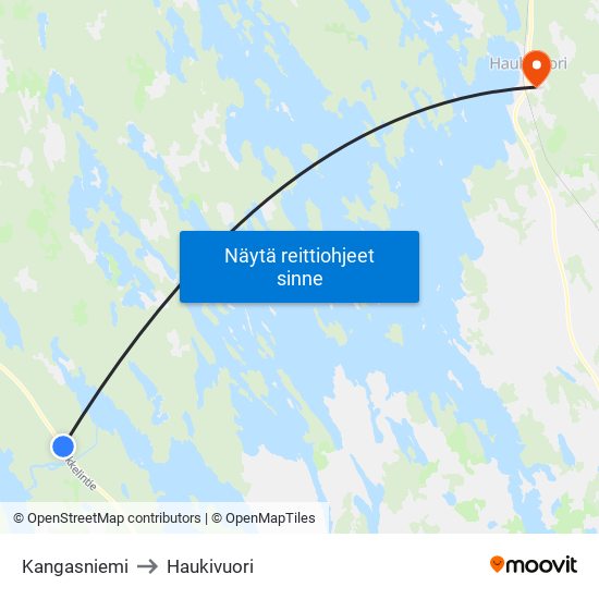 Kangasniemi to Haukivuori map