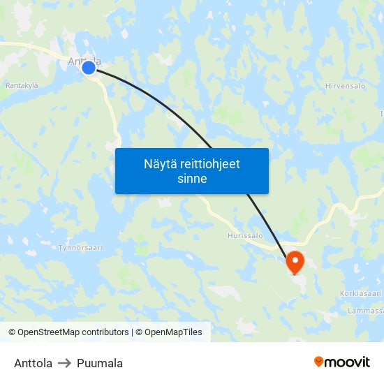 Anttola to Puumala map
