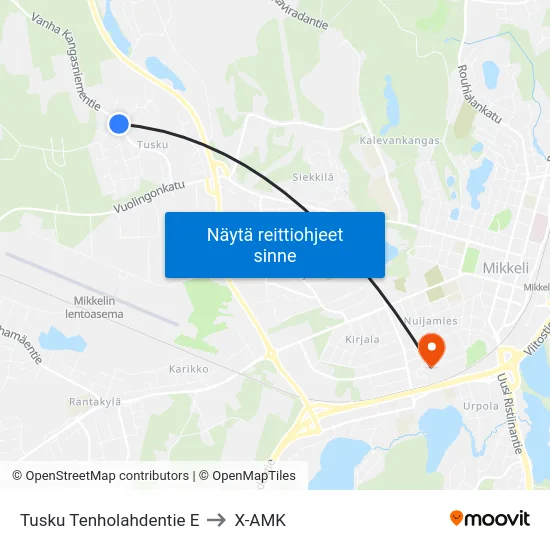 Tusku Tenholahdentie  E to X-AMK map