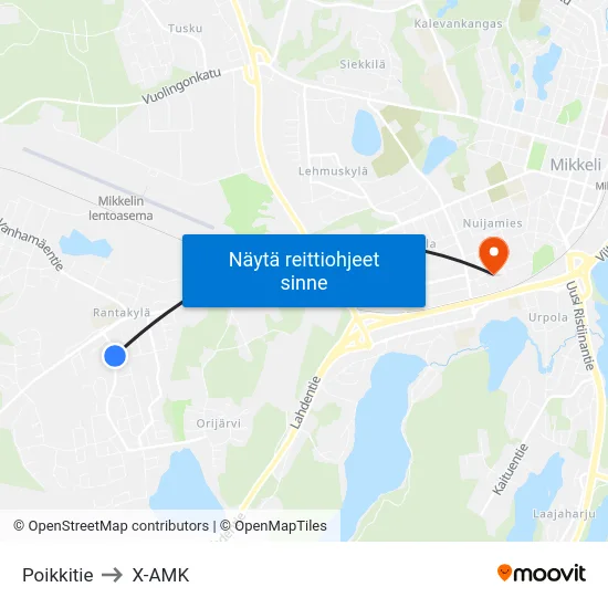 Poikkitie to X-AMK map