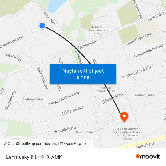 Lehmuskylä  I to X-AMK map