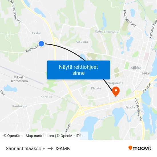 Sannastinlaakso  E to X-AMK map