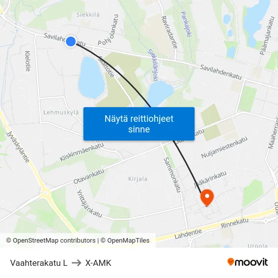 Vaahterakatu  L to X-AMK map