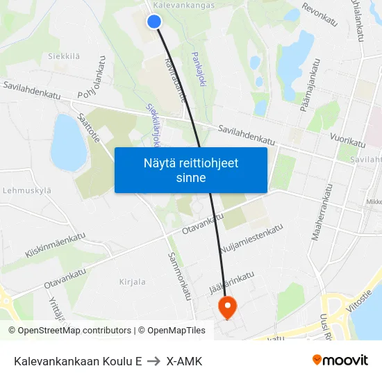 Kalevankankaan Koulu  E to X-AMK map