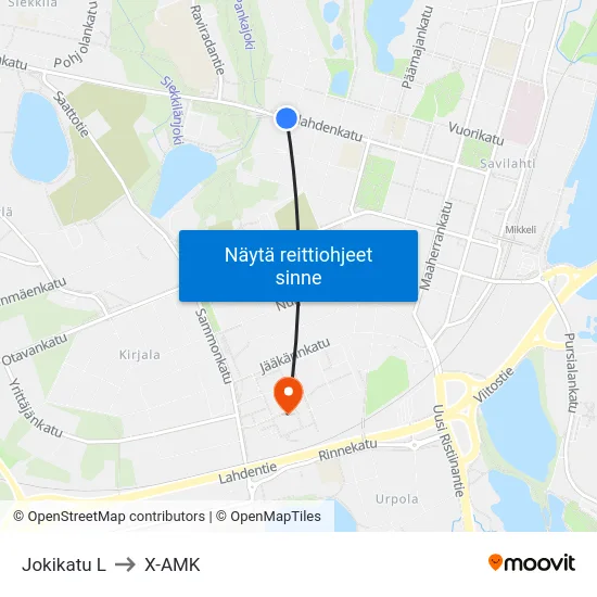 Jokikatu  L to X-AMK map