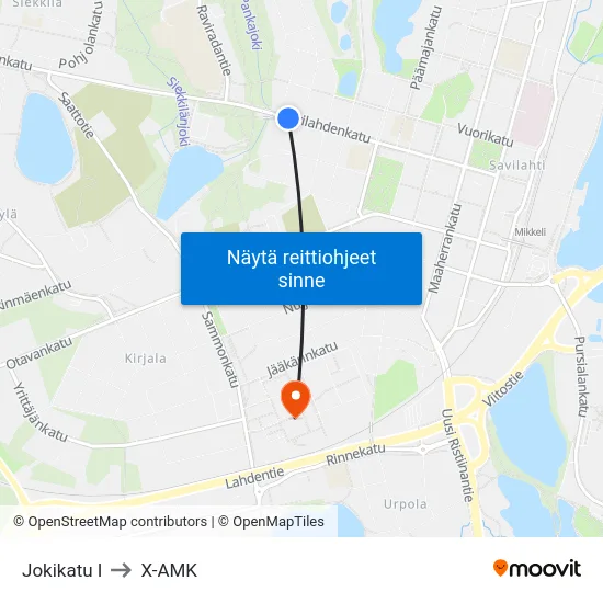 Jokikatu  I to X-AMK map