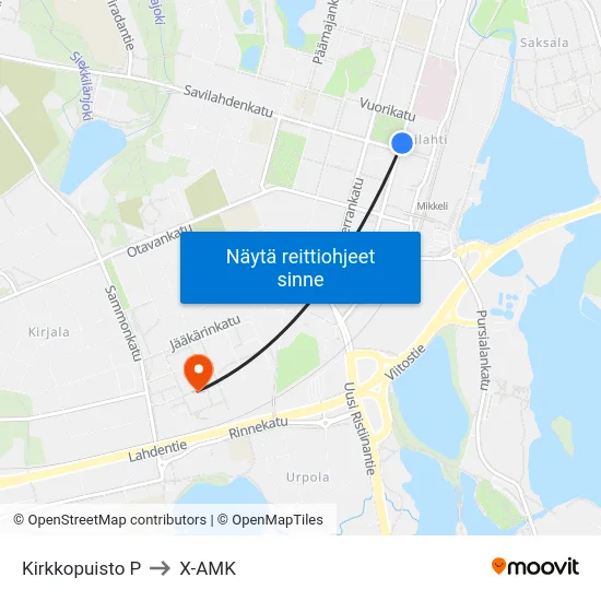 Kirkkopuisto  P to X-AMK map