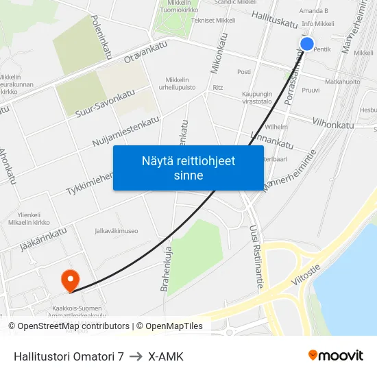 Hallitustori Omatori 7 to X-AMK map
