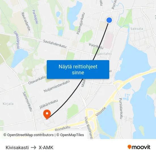 Kivisakasti to X-AMK map