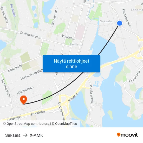 Saksala to X-AMK map