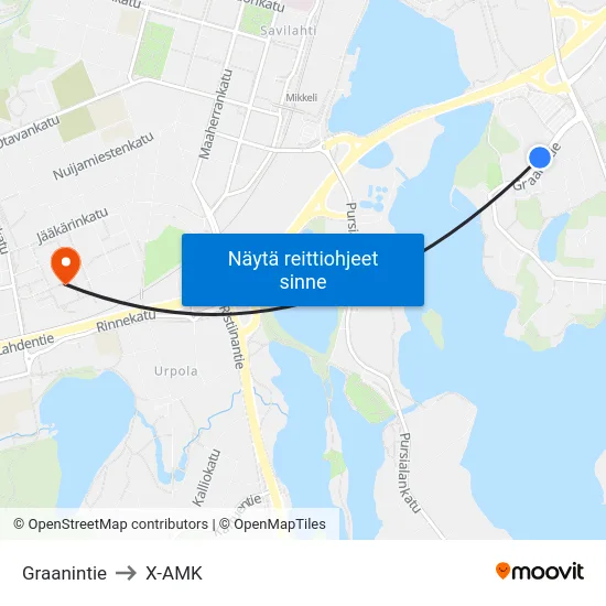 Graanintie to X-AMK map