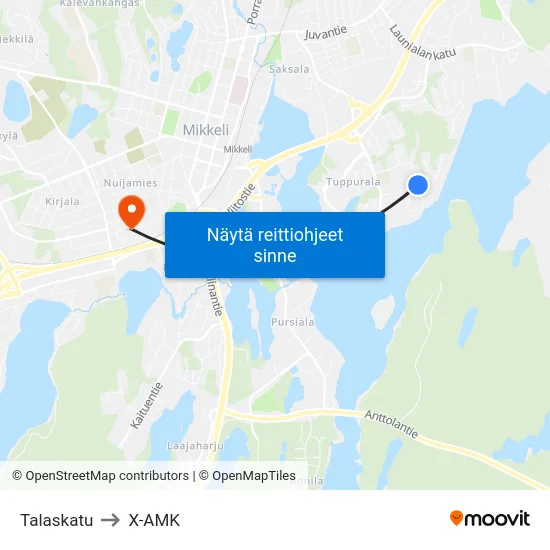 Talaskatu to X-AMK map