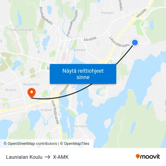 Launialan Koulu to X-AMK map