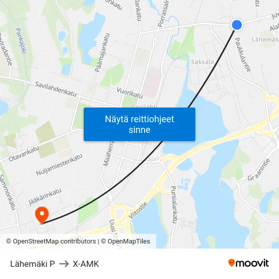 Lähemäki P to X-AMK map