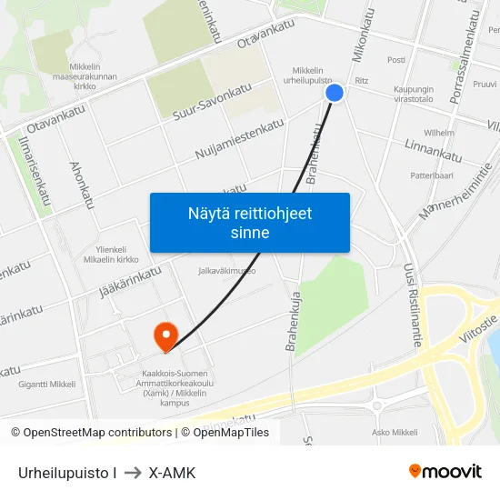 Urheilupuisto I to X-AMK map