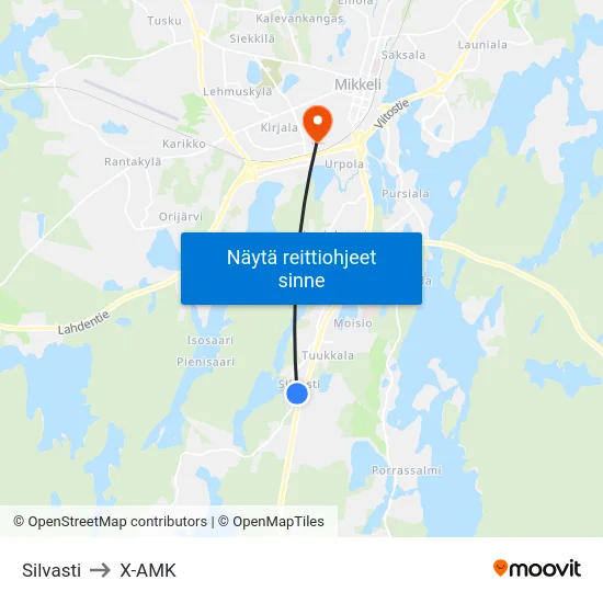 Silvasti to X-AMK map