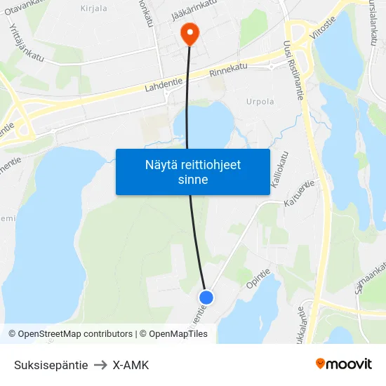 Suksisepäntie to X-AMK map
