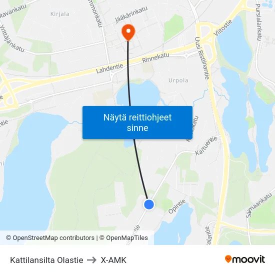 Kattilansilta Olastie to X-AMK map