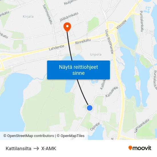 Kattilansilta to X-AMK map