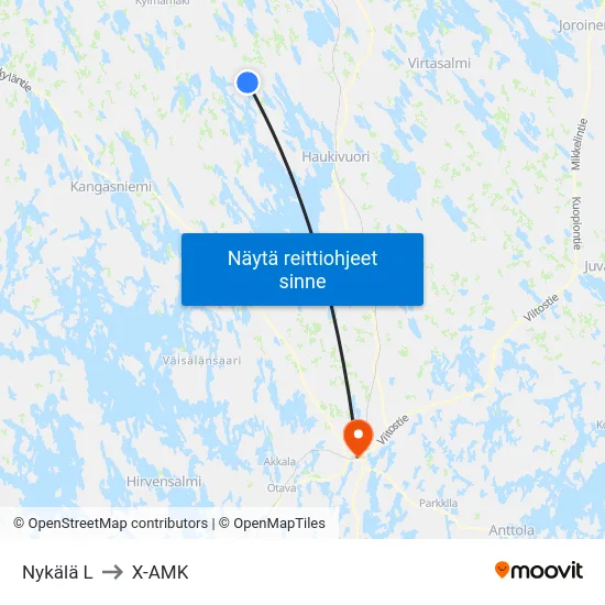 Nykälä  L to X-AMK map