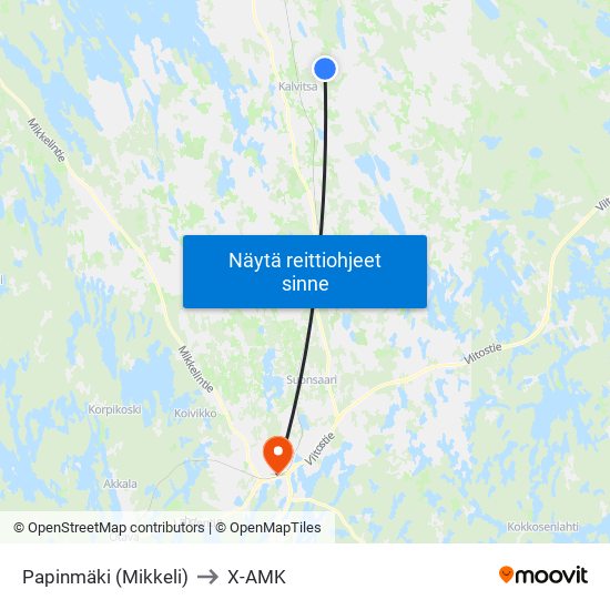 Papinmäki (Mikkeli) to X-AMK map