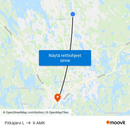 Pitkäjärvi  L to X-AMK map
