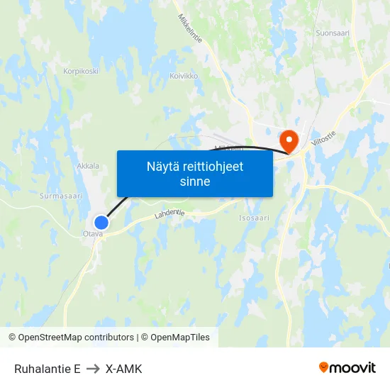 Ruhalantie  E to X-AMK map