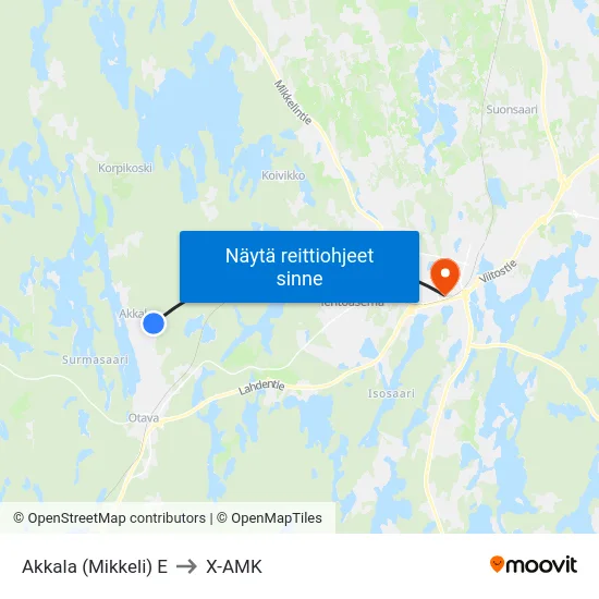 Akkala (Mikkeli)  E to X-AMK map