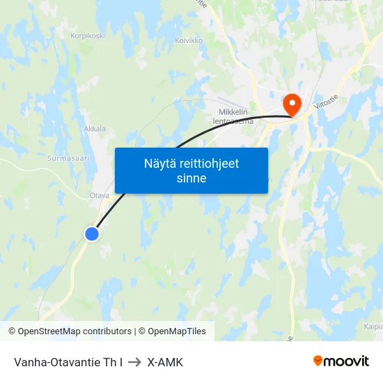 Vanha-Otavantie Th  I to X-AMK map