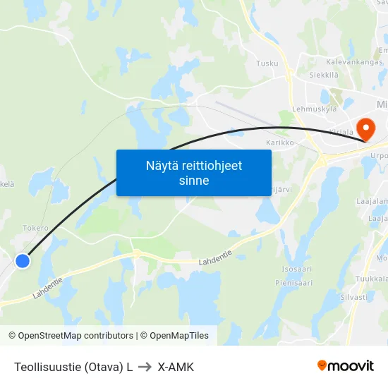 Teollisuustie (Otava)  L to X-AMK map
