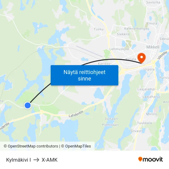 Kylmäkivi  I to X-AMK map